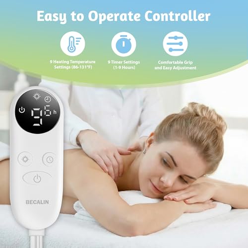 Image of Massage Table Warmer Heating Pad Professional SPA Massage Bed Warmer Pads | with 9 Timer, 9 Heat Settings, Overheat Protection for Massage Bed & Spa, Thickened & Soft Fleece, 30 inch x 71 inch