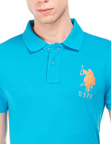 Image of U.S. POLO ASSN. Men's Cotton Blue Atoll Regular Polo Shirt (USTSHC0066 S)