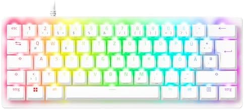 Razer Huntsman V3 Pro Mini – Teclado óptico analógico para Gaming, Formato 60% – Snap Tap & Rapid Trigger (botón de Control, Tapas de Teclas PBT Doubleshot), disposición QWERTZ DE, Color Blanco
