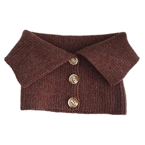 Botones de invierno para mujer, cuello alto decorativo, cuello falso, bufanda circular cálida de punto de Color sólido Vintage a prueba de viento, Stretchy-CF