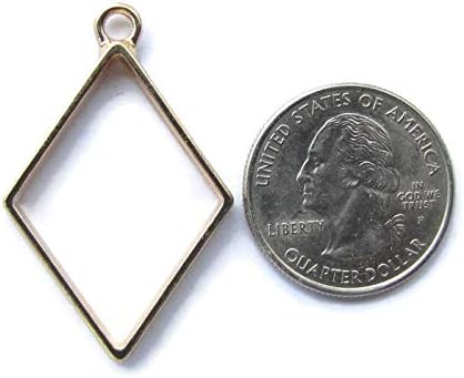 Craft Innovation 10 Gold Diamond Open Bezels for Resin, Open Back Bezel Pendant Blanks for Jewelry Making