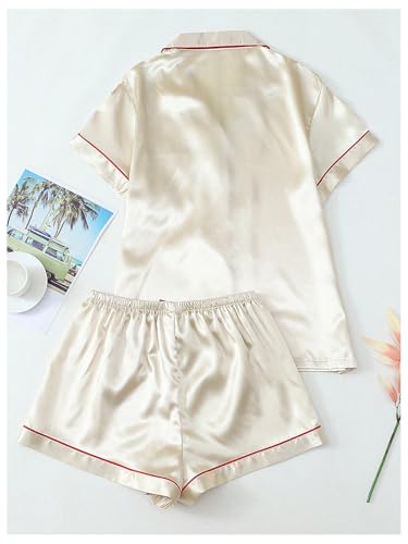 Image of Verdusa Pajamas For Women Set 2 Piece Summer Pajama Sets Cute Pjs Lounge Matching Button Shirt with Shorts