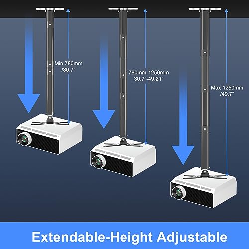 Soporte de techo para proyector suptek brazo telescópico extensible y acero resistente negro 4