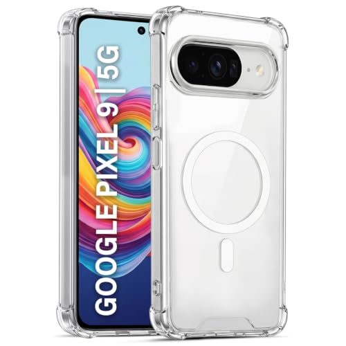 Image of TRUEUPGRADE Back Cover for Google Pixel 9 Non Mag-Safe Transparent PC + TPU Bumper Case with Magnetic Print Shockproof Protection (Transparent Mag-Safe)