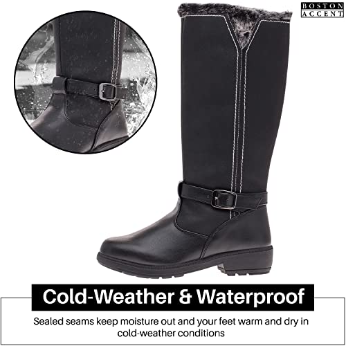 Boston Accent Womens Cold Weather Boots With Side Zipper Closure Patty Waterproof Insulated Tall Winter Boots - Comfortable, Keeps Feet Warm & Dry - Available Both In Medium And Wide Width #TOP4