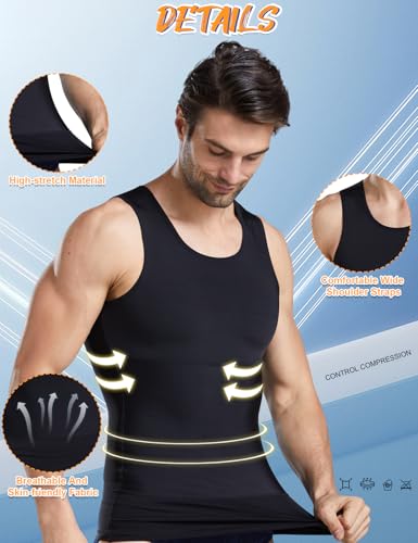 HANERDUN Men Compression Shirt Slimming Body Shaper Vest Tummy Control Shapewear Abdomen Undershirt3