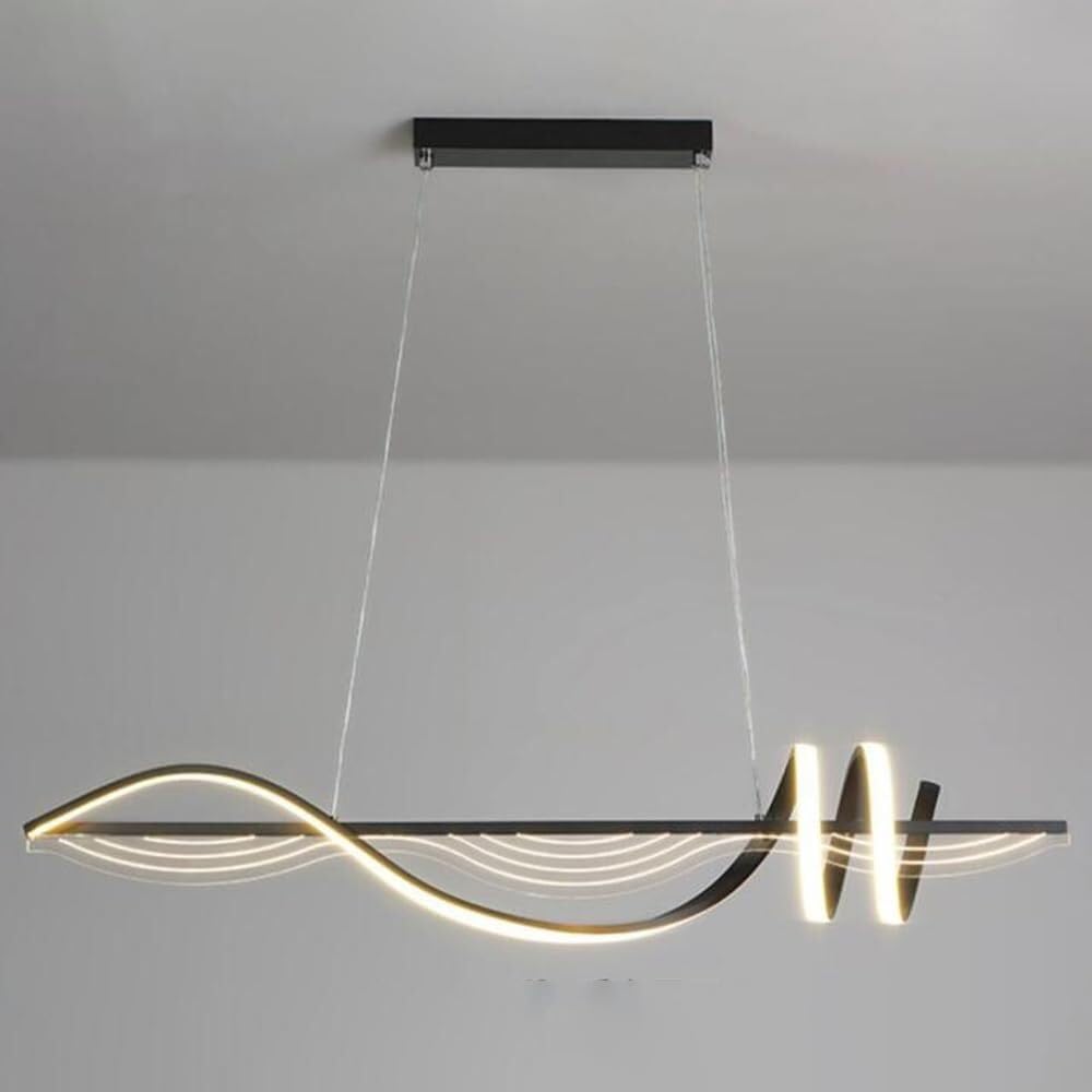 SBZIOJHDR Ceiling Lights, Chandelier 46W Long Strip 39.3" Adjustable Living Room Dinning Linear Pendant Lights(Black,3000k Warm Light)