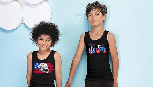 Image of 4th of July Tank Tops Boys Girls American Flag Shirts Kids Patriotic USA T-Shirt Cotton Sleeveless Tees Tops 1-7T