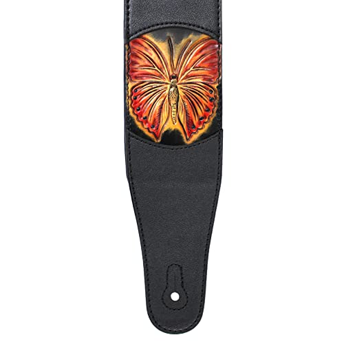 Walker And Williams CVG-166 Sangle rembourrée Motif papillon Rouge écarlate et doré - Les Beatles, Paul McCartney, John Lennon, RIngo Starr, George Harrison Walker And Williams CVG-166 Sangle rembourrée Motif papillon Rouge écarlate et doré – Image 8