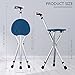 Yayayo Walking Cane with Seat Aluminum Alloy Portable LED Floding Chair for Seniors Adult Height Adjustable Heavy Stick Stool for Elderly Gift Blue