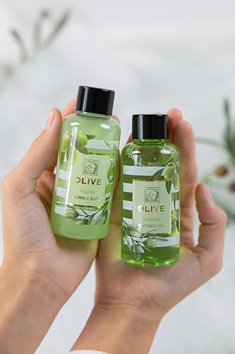 Accentra – Duschset Frauen Geschenkset OLIVE in schöner Geschenkbox – 3-teiliges Pflegeset mit Duschgel, Bodylotion und Schaumbad – Wellness Geschenk Set zum Valentinstag, Muttertag & Weihnachten