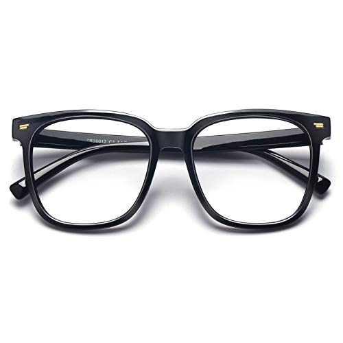 PANNER Oversized Square Blue Light Blocking Glasses for Women Men Anti Glare Reduce Eyestrain Computer Glasses(Black)