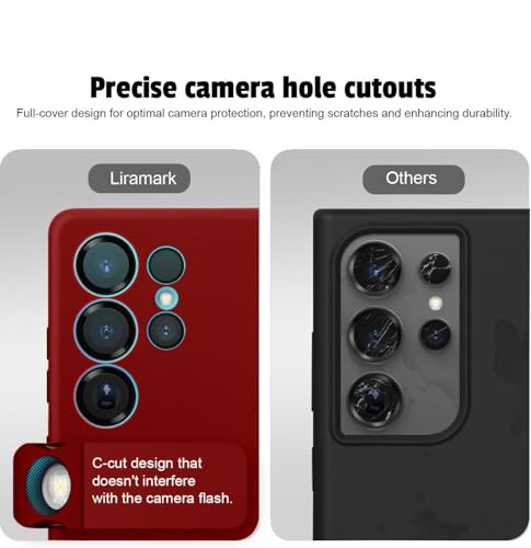 Image of LIRAMARK Liquid Silicone Soft Back Cover Case for Samsung Galaxy S25 Ultra 5G (Red)
