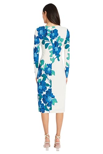 Image of Maggy London Womens Long Sleeve Floral Printed SheathCocktail Dress