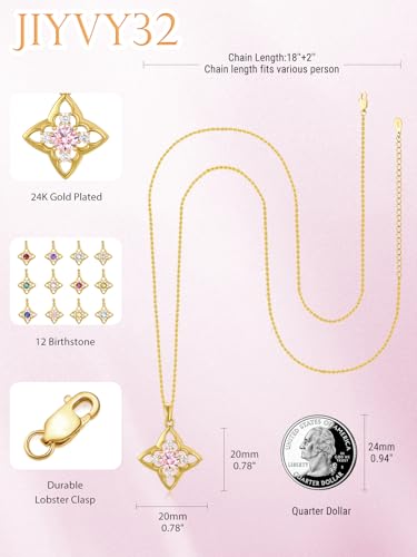 Gold Clover Necklace for Women Dainty 14K Gold Birthstone Necklace Gifts Anniversary Birthday Lucky Necklaces Gifts for Wife Mom Daughter3