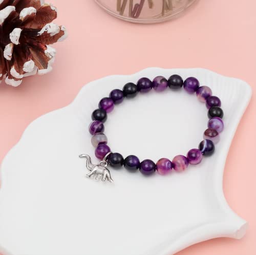 Partner Dinosaur Lover Gift Dinosaur Spirit Animal Gift Dinosaur Bracelet Dinosaur Charm Jewelry Inspiration Gift For Friend (Purple) #TOP2