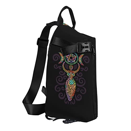 Wicca Wiccan Triple Moon Gaia Pattern Sling Backpack Rope Crossbody Shoulder Bag for Men Women Travel Hiking Outdoor Daypack2