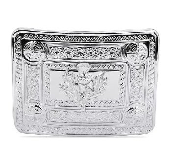 The Scotland Kilt Company Men's Leather Grained Kilt Belt in Black & Chrome Celtic Thistle Buckle - Large 36-46