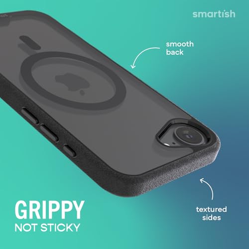 Image of Smartish iPhone 17e /16e MagSafe Clear Case - Gripmunk Magnetic Slim Case [Lightweight + Protective] Drop Tested Anti-Yellowing Thin Grip Clear Cover for Apple iPhone 17e /16e - Clearly Black