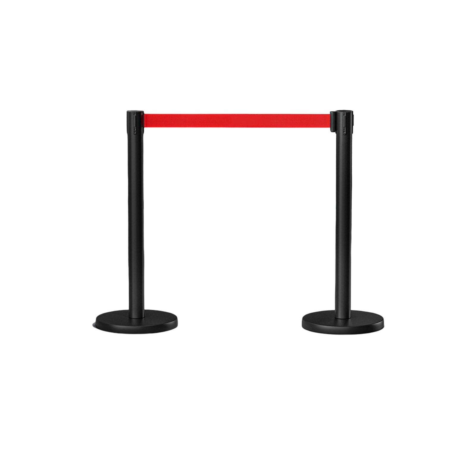 DAJIAYIQI 2 Pack Crowd Control Barriers Line Dividers, 35.43" Height Queue Barrier Set, Queue Barriers with Heavy Rubber Base for Hotel, Airport, Bank, Store, Event(Black,1.8m)