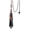 Jovivi Natural 7 Chakra Crystal Pendulums For Divination Dowsing, Crown Sprial Cone Pointed Pendant Pendulum With Chain, Resin Chip Stones Healing Reiki Chakra Gemstone Pendulum Wiccan Witchcraft - View #2