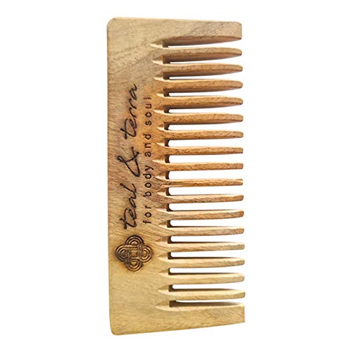 Organic Neem wooden comb for hair growth | Neem wood kangi hair comb for women & men | Handmade Wooden hair bamboo comb - Premium Kachi neem comb for hair growth