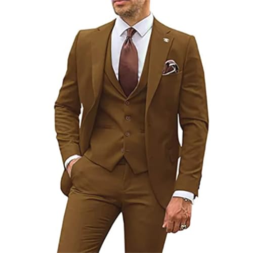 Men Slim Fit Tuxedo Wedding Suits 3 Pieces Groomsmen Formal Party Suit Set4