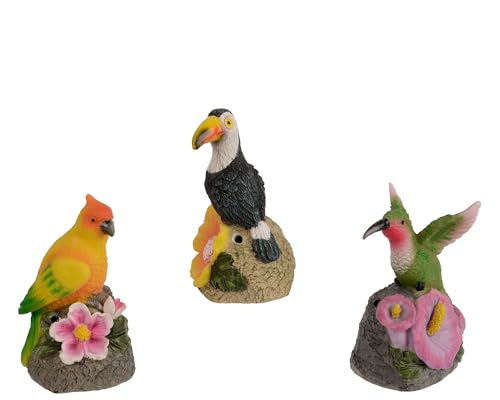 Lumineo Détecteur de mouvement - Oiseau décoratif - 11 x 7 cm - Avec capteur - 1 pièce - Oiseau décoratif exotique à poser - Détecteur de mouvement...