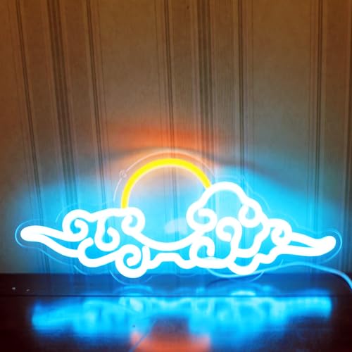 Image of Sunset Sunrise Neon Sign Dimmable anime cloud Led Signs for Wall Decor Room Decor Bedroom Anime-themed for Men cave Office Bar Birthday Party Christmas(Ice Blue Orange)