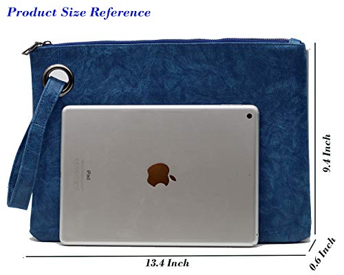 Image of Amaze Women's Oversized Envelope Clutch Purse, Large PU Leather Evening Bag with Wristlet Strap for Wedding & Party