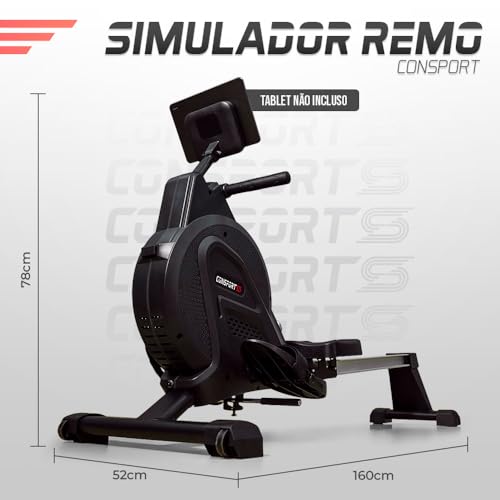 Simulador de Remo Residencial Consport Exercícios Academia Treino em Casa 32 níneis intensidade