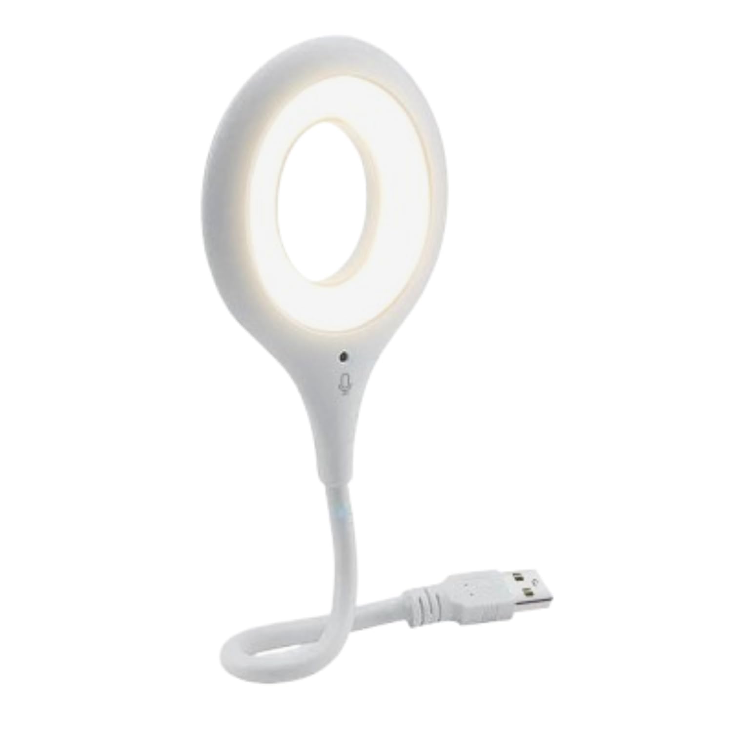 Smart LED Desk Lamp with Voice Control, 24 LED Double Ring Design, USB Powered, 3.27-inch Circular Light, Color Changing Study Light with Brightness Adjustment, White
