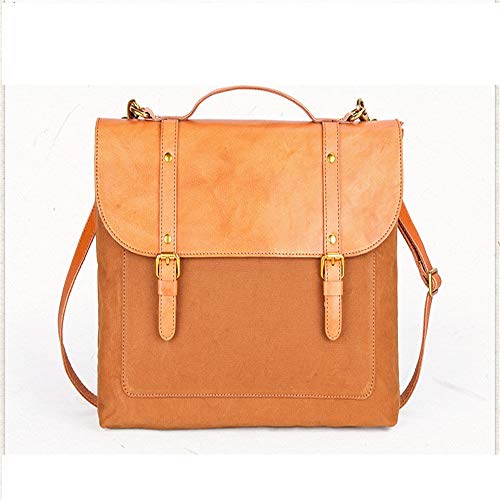 Herren Canvas Messenger Bag Umhängetasche Herren Casual Outdoor gegerbt Leder Aktentasche 14 Zoll Handtasche (Color : Yellow)