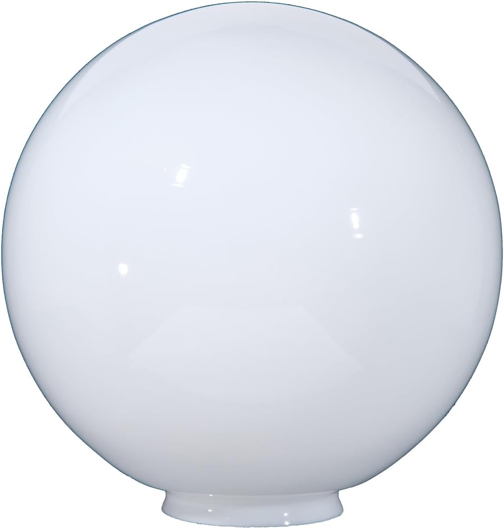 B&P Lamp 16" Opal Glass Ball Lampshade - Milk White Glass Ball Shade with Lipped Fitter for Pendant Lamps