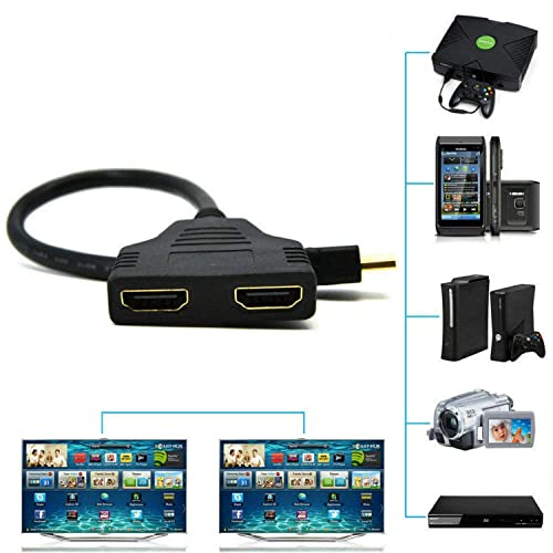 Image of HDMI Splitter 1 in 2 Out Adapter Cable-HDMI Male 1080P to Dual HDMI Female 1 to 2 Way, for HD, LCD, TV，Support Two TVs at The Same Time Transmit Video and Audio Simultaneously