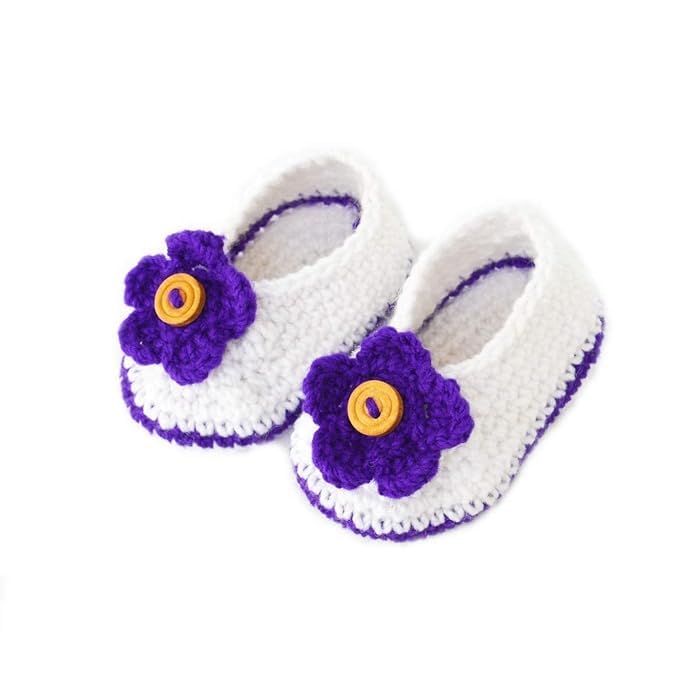 QIREXE Unisex Baby Flower Crochet Knitted Woolen Booties-image-9
