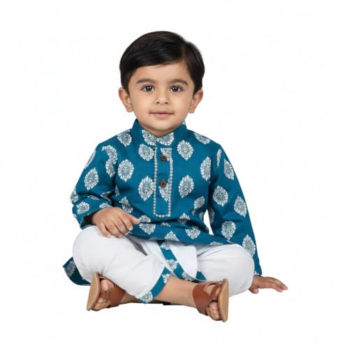 Image of Baby Ethnic Wear Festival Organic Cotton Soft and comfortable Dhoti Kurta Set Saraswati Puja Dress Panjabi for Kids Boy Girls