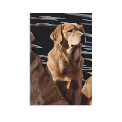 Toile Golden Retrievers pour habiller un mur vide décoration salon 60x90