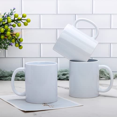 Ceramic Coffee Mug,White Tea Mug ,Classic Drinking Cups With Handle,11 Oz Cups Set Of 12, For Hot Or Cold Drinks Like Cocoa, Milk, Tea Or Water(Labels & Chalk Marker) #TOP3