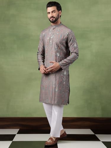 Image of SOJANYA (Since 1958 Men's Cotton Traditional Foil Print Motifs Kurta With Pyjama