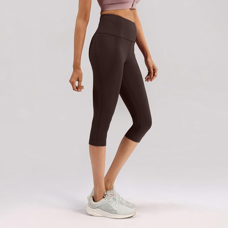 Image of BlissClub Womens The Ultimate Capris, 3 /4th Length Pants, Super- High Waist, 2 Pockets, Wide Waistband, Activewear for Women