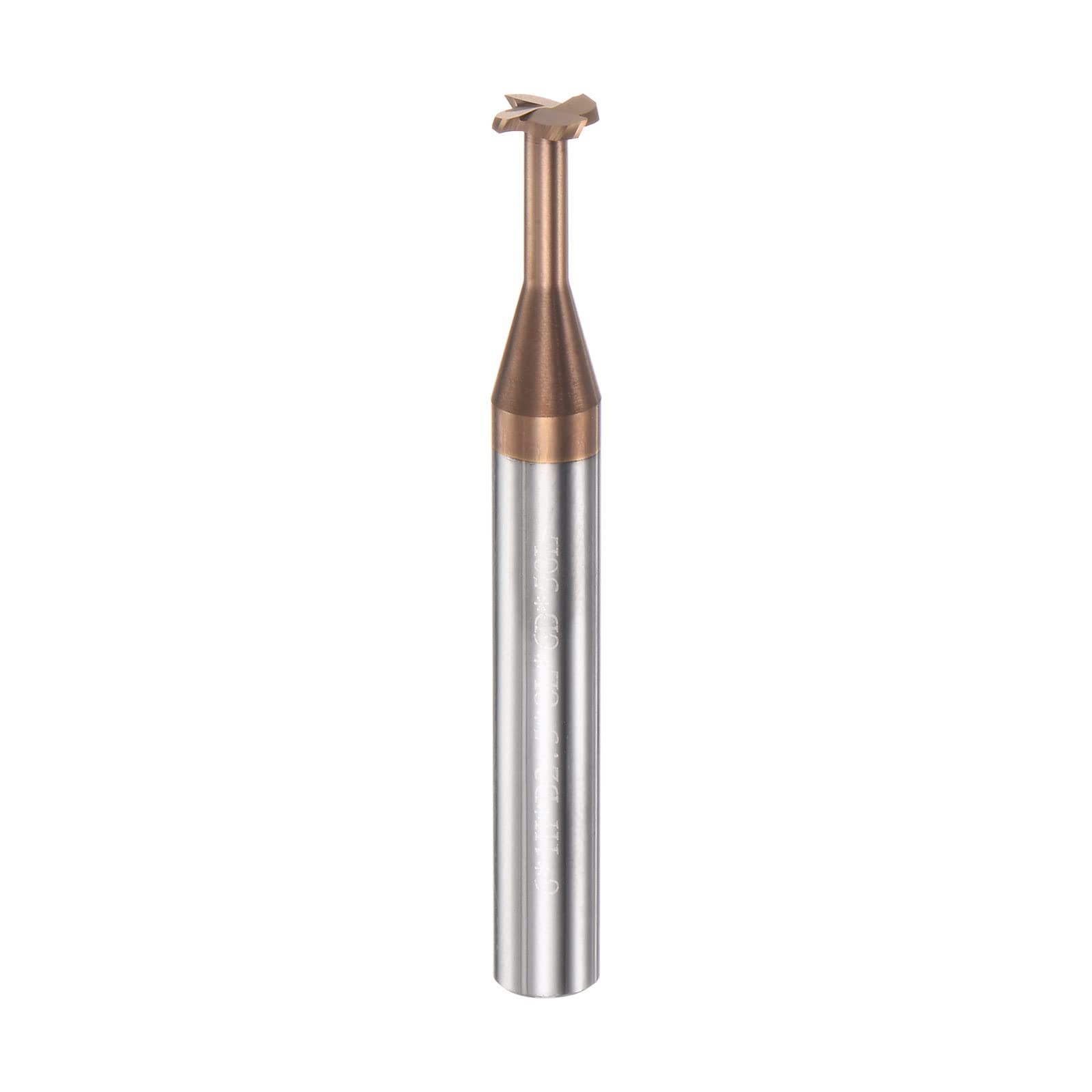 sourcing map T Schlitz Schaftfräser Fräser 6mm Schnitt 1mm Tiefe 6mm Schaft Solid Hartmetall Titan Beschichtet 4 Flöten für Edelstahl Legierung