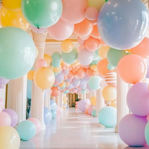 Image of 32 Pack Pastel Balloons 36 inch Multicolor Macaron Balloon for Day Girls Birthday Baby Shower Easter Party Decoration