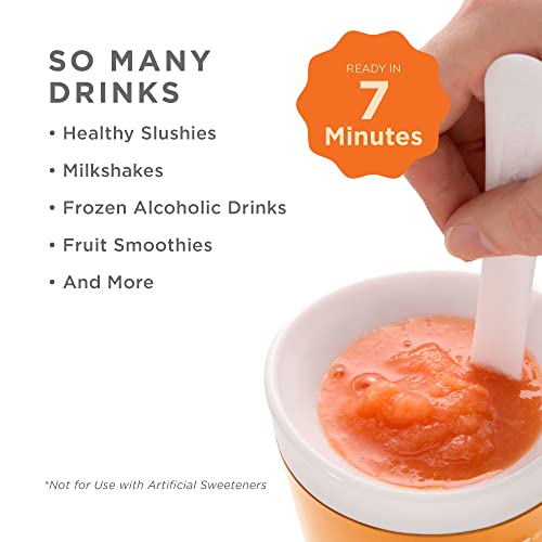 ZOKU Original Slush and Shake Maker, Compact Make and Serve Cup with Freezer Core Creates Single-Serving Smoothies, Slushies and Milkshakes in Minutes, BPA-Free, Green/Orange Set of 2