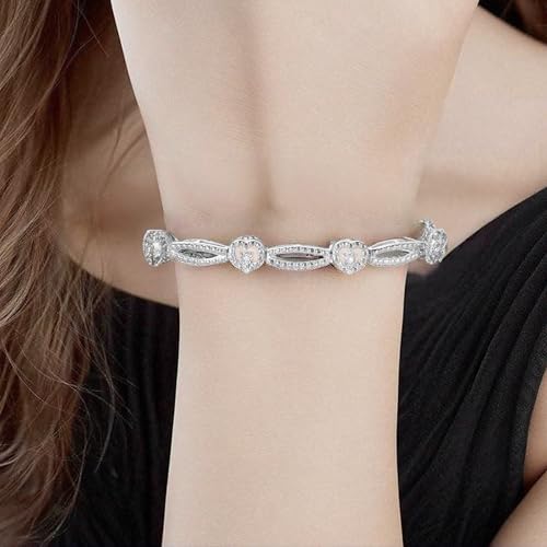 NATALIA DRAKE 1/10 Cttw Heart Link Diamond Tennis Bracelet for Women in 925 Sterling Silver Color I-J/Clarity I2-I33