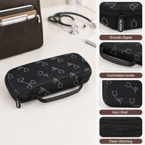 Image of Stethoscope Case for 3M Littmann Classic III /Cardiology IV, Blackheart | for MDF Acoustica Stethoscopes, for Nurses, Doctors, Nursing School Essentials, Students, Clinic, EMS, Travel, Hard Bag Only