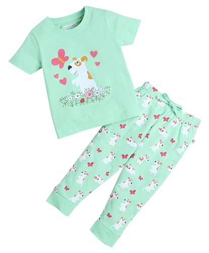 BUMZEE Green Girls Half Sleeves T-Shirt & Pyjama Set (Peb9258), Green, 12-18 M