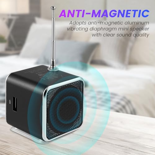 Altavoz inalámbrico portátil retro de aluminio mini altavoz ligero pantalla y reproductor Mp3 6