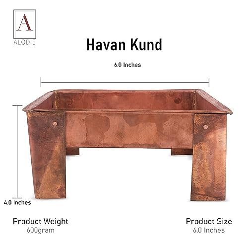 Image of ALODIE - Havan kund Pure Copper Hawan Kund with Handle On Both Side, for Yagya Kund fro Puja & Poojan Purpose 6 Inches