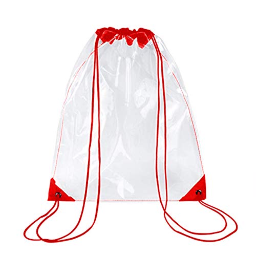 VAILANG Nueva Mochila con cordón Transparente Bolso Escolar Bolsa de Deporte Paquete Deportivo Bolso con cordón Rojo